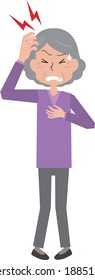 Elderly woman suffering from headache