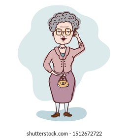elderly woman talking on a cell phone