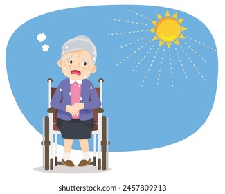 elderly woman thirsty from heat of the summer sun.older feels so thirsty because of hot weather