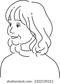 Elderly woman with transparent background line drawing 5