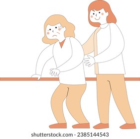 Elderly woman undergoing walking rehabilitation