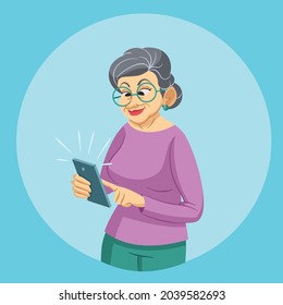 Elderly woman using cell phone