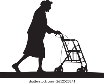Elderly Woman Walking Silhouette Perfect for Design Projects