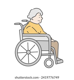 Elderly woman in wheelchair illustration
