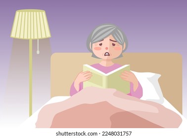 Elderly woman who was reading in bed at night and had some discomfort