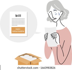 elderly woman who is shocked by the bill