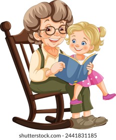 Elderly woman and young girl enjoying a book together