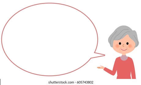 Elderly women with blank text bubble,Balloon
