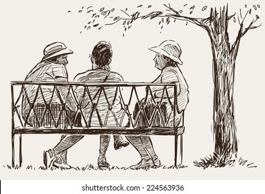 elderly women on the park bench