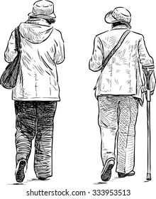 elderly women on a stroll