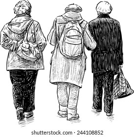 elderly women on a walk