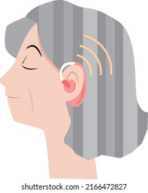 Elderly women using hearing aids