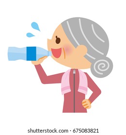 Elderly Women Who Drink Water.