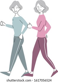 elderly women who are walking for exercise