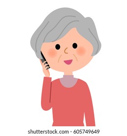 Elderly women,Phone