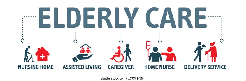 Eldery care vector icon concept. Caregiver, nursing home, assisted living, home nurse and support