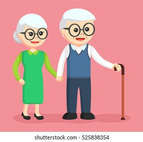 eldery couple holding hands