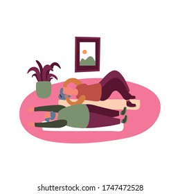 eldery couple practicing exercise in home activity free form style vector illustration design