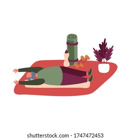 eldery man practicing exercise in home activity free form style vector illustration design