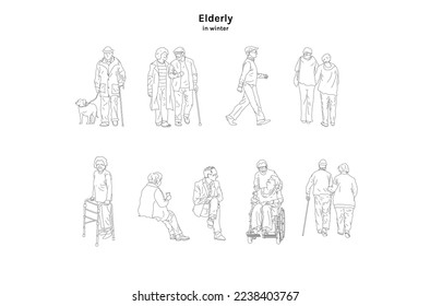Eldery people line cad