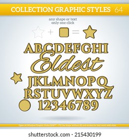 Eldest Graphic Styles for Design. Graphic styles can be use for decor, text, title, cards, events, posters, icons, logo and other.
