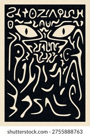 Eldritch Occult Entity with Runes and Dripping Eyes – Dark Occult Poster Art. Mystic dark poster with eyes