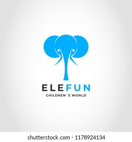 Ele Fun is a Cute Elephant Logo , symbol of a Fun Children World