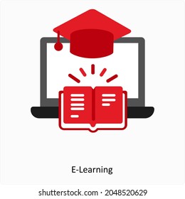 E-leaning or E-book Icon Concept