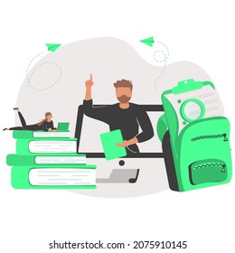 E-learning Abstract Concept Vector Illustration. Webinar, Online Teaching, Online Tutoring App And Software, Video Call And Chat, Video Course, Schedule Software, Learning Plan Abstract Metaphor.