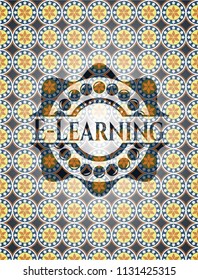 E-Learning arabic emblem background. Arabesque decoration.