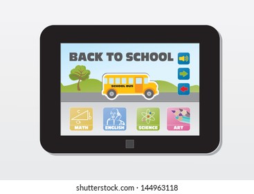 e-learning, back to school, school subjects buttons