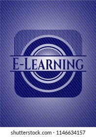 E-Learning badge with denim background