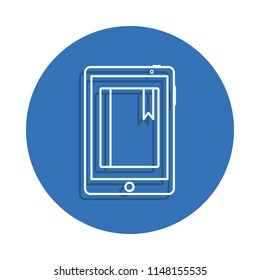 e-learning badge icon. Element of education for mobile concept and web apps icon. Thin line icon with shadow in badge for website design and development, app development on white background