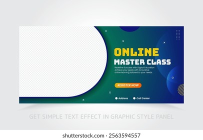 E-learning banner with editable text effects in Graphic Style panel, ideal for online courses and education.