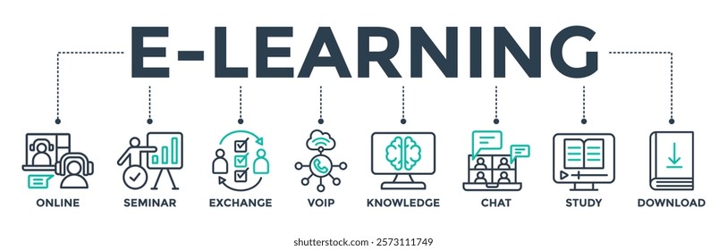 E-learning banner web icon concept for education and training