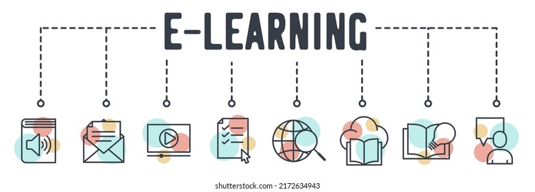 e-learning banner web icon vector illustration concept.