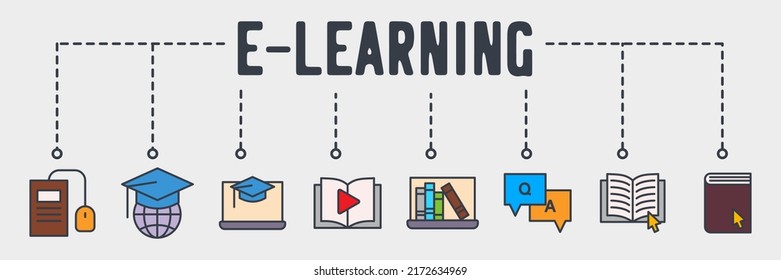 e-learning banner web icon vector illustration concept.