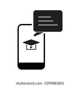 E-learning Black Fill icon set. Online education Elements icon set. Online tuition, e-learning, video courses, Graduation, Education Modern. Black Fill Icon for online Icon, ....