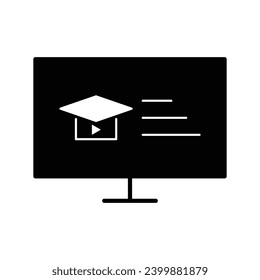E-learning Black Fill icon set. Online education Elements icon set. Online tuition, e-learning, video courses, Graduation, Education Modern. Black Fill Icon for online Icon, ....