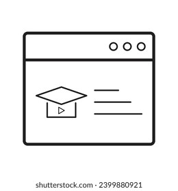 E-learning Black and White icon set. Online education Elements Outline editable icon set. Thin line icons set. Smart Learning. Online tuition, e-learning, video courses, Graduation, Education Modern.