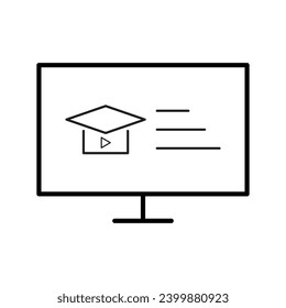 E-learning Black and White icon set. Online education Elements Outline editable icon set. Thin line icons set. Smart Learning. Online tuition, e-learning, video courses, Graduation, Education Modern.