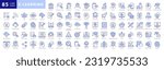 E-learning Blue Outline icon set. Online education Elements Outline icon set. Thin line icons set. Smart Learning. Containing online tuition, e-learning, video courses,, etc. Vector illustration