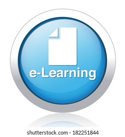 e-learning blue square web glossy icon 