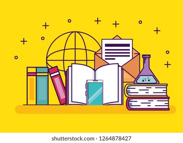 elearning books and smartphone technology with letter
