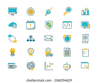 elearning and business set icons vector illustration design