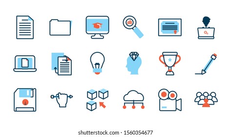 elearning and business set icons vector illustration design