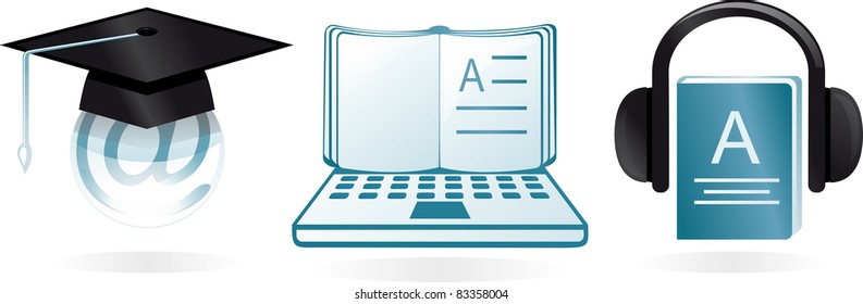 e-learning cartoon icons