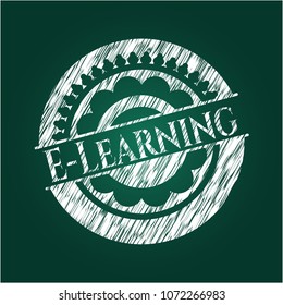 E-Learning chalkboard emblem written on a blackboard