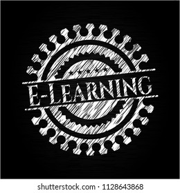 E-Learning chalkboard emblem written on a blackboard