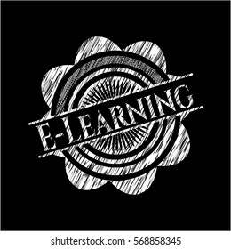 E-Learning chalkboard emblem written on a blackboard